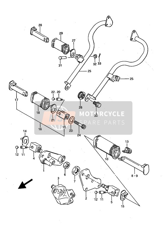 Suzuki LS650(F)(P) SAVAGE 1989 Poggiapiedi per un 1989 Suzuki LS650(F)(P) SAVAGE