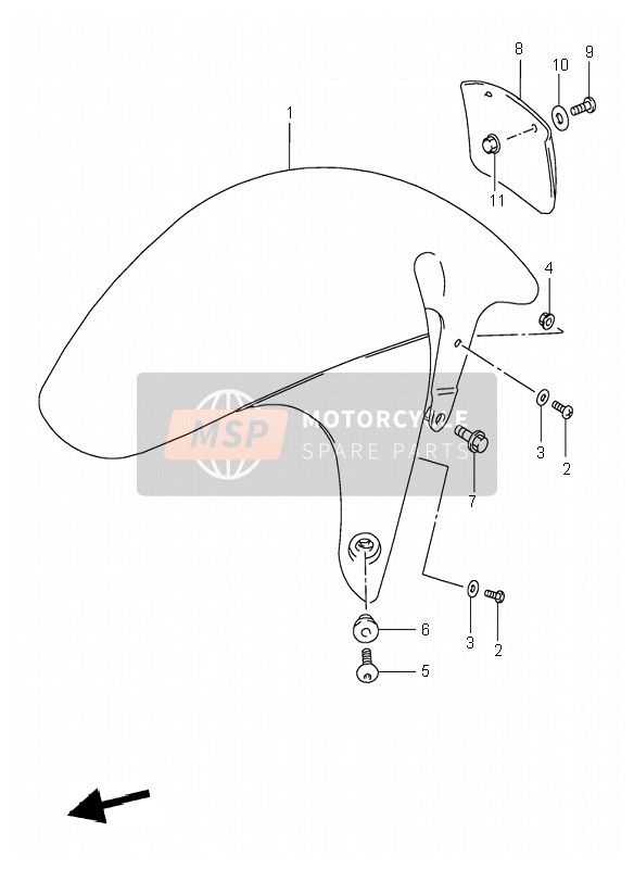 Suzuki GSX-R1100W 1995 Guardabarros delantero para un 1995 Suzuki GSX-R1100W