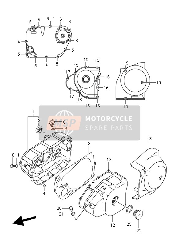 Suzuki VL125 INTRUDER 2001 Carterdeksel voor een 2001 Suzuki VL125 INTRUDER