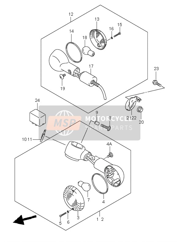 Suzuki VL125 INTRUDER 2001 Indicatore di direzione lampada per un 2001 Suzuki VL125 INTRUDER