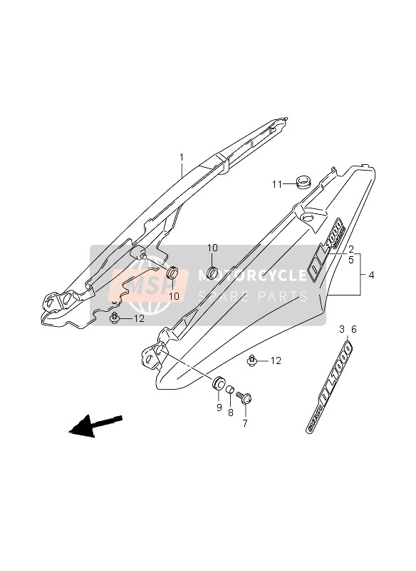 Suzuki DL1000 V-STROM 2007 Couverture de queue de siège pour un 2007 Suzuki DL1000 V-STROM