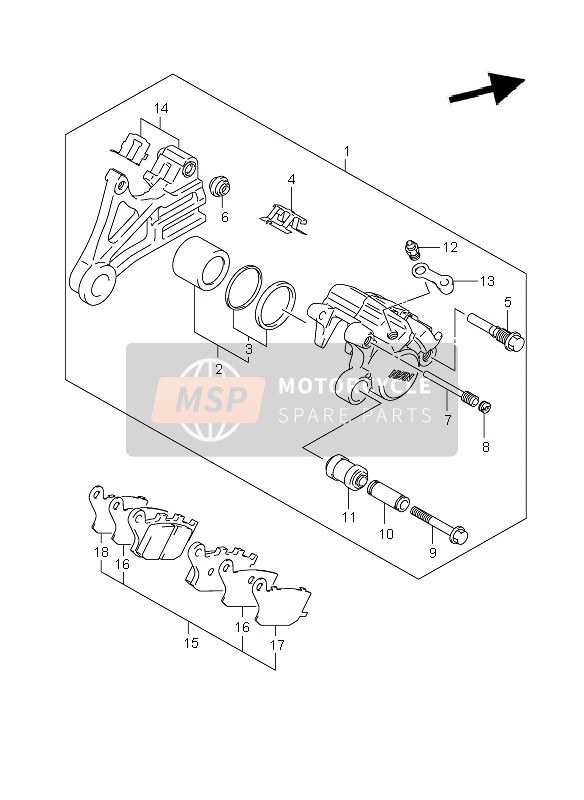 Suzuki DL1000 V-STROM 2007 Rear Caliper for a 2007 Suzuki DL1000 V-STROM