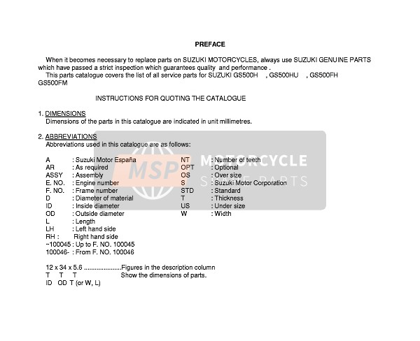 Suzuki GS500(E)(F) 2007 Preface 1 for a 2007 Suzuki GS500(E)(F)