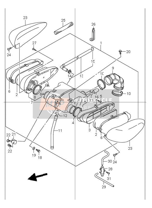 Suzuki VL250 INTRUDER 2001 Air Cleaner for a 2001 Suzuki VL250 INTRUDER