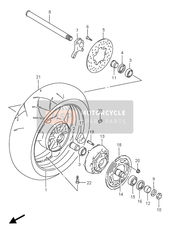 Suzuki GSX-R750 1997 Rear Wheel for a 1997 Suzuki GSX-R750