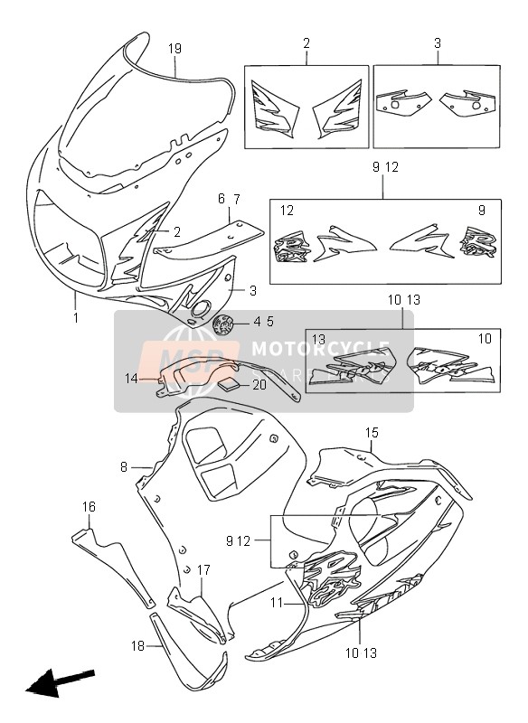 9440846E401TU, Cowling Assy, Under Lh   (Purple), Suzuki, 0