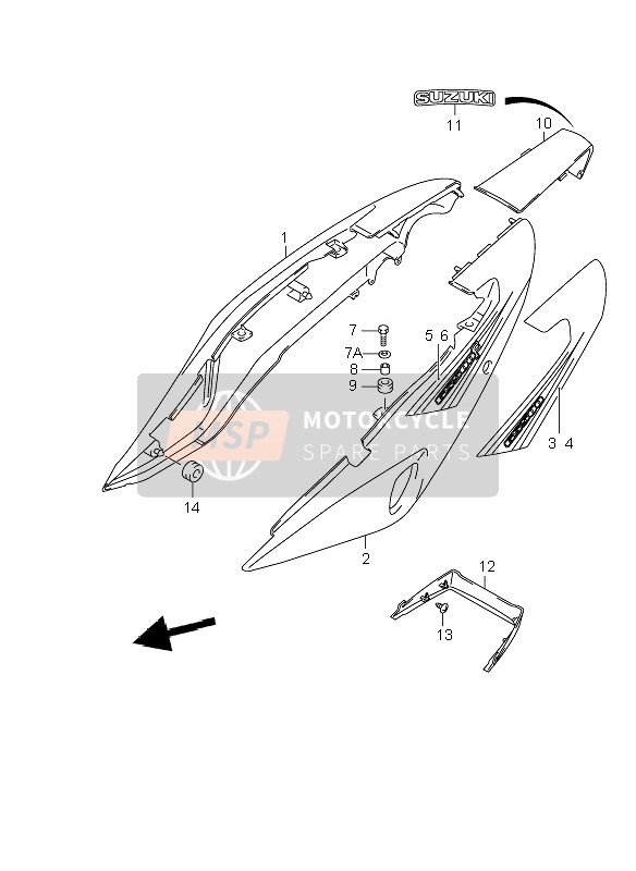 4732101DA0NE2, Couvercle  Piece Non Peinte, Suzuki, 1