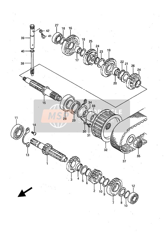 Suzuki LS650P SAVAGE 1991 Transmission (E1) pour un 1991 Suzuki LS650P SAVAGE