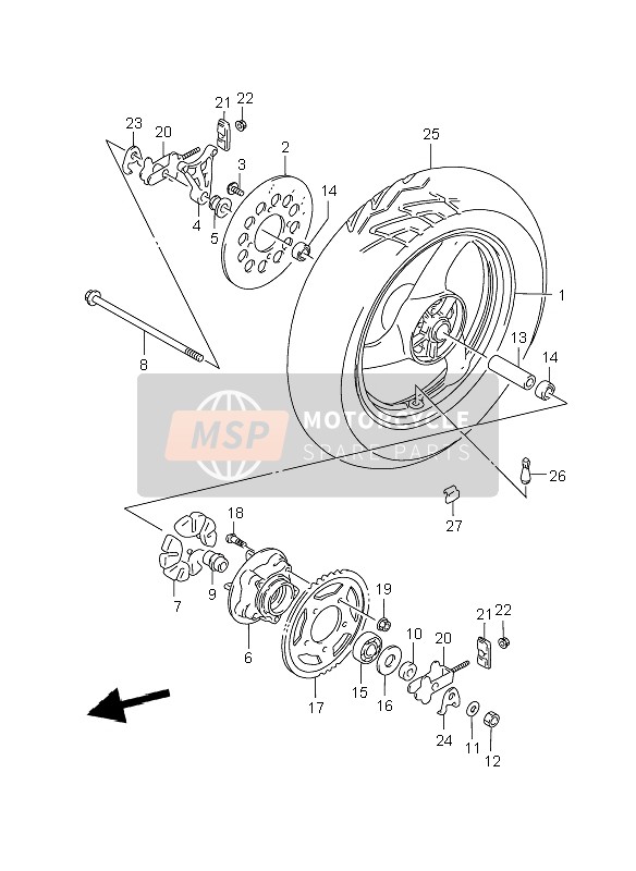 Suzuki GS500(E)(F) 2007 Ruota posteriore per un 2007 Suzuki GS500(E)(F)