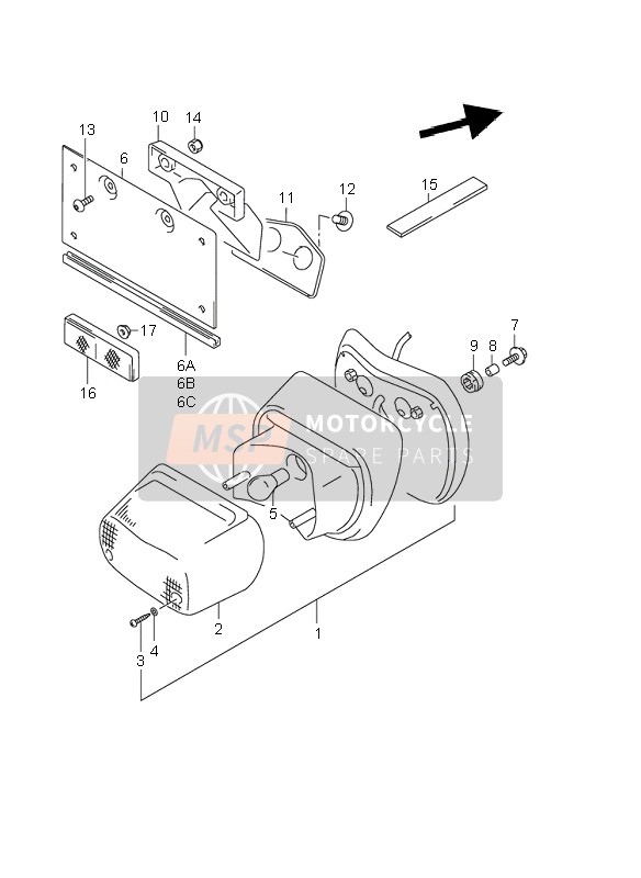 Suzuki VL1500 INTRUDER LC 2001 Lampe combinée arrière pour un 2001 Suzuki VL1500 INTRUDER LC