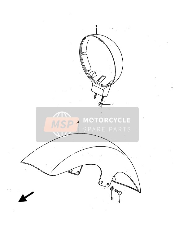 Suzuki LS650P SAVAGE 1991 Guardabarros delantero (E1-E2-E4-E17-E18-E21-E22-E25-E34-E39-E53) para un 1991 Suzuki LS650P SAVAGE