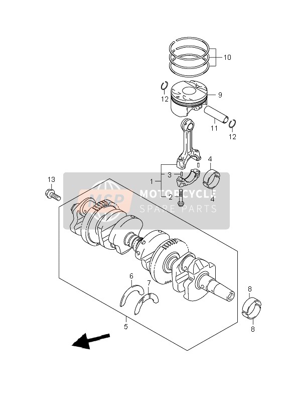 Suzuki GSF650(N)(S)(NA)(SA) BANDIT 2007 Crankshaft for a 2007 Suzuki GSF650(N)(S)(NA)(SA) BANDIT