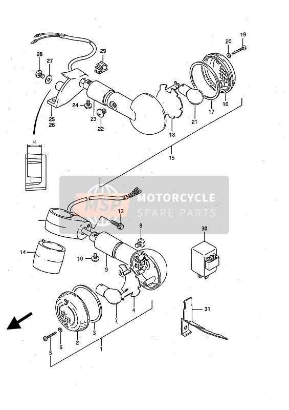 Suzuki LS650P SAVAGE 1994 Lampe de clignotant pour un 1994 Suzuki LS650P SAVAGE