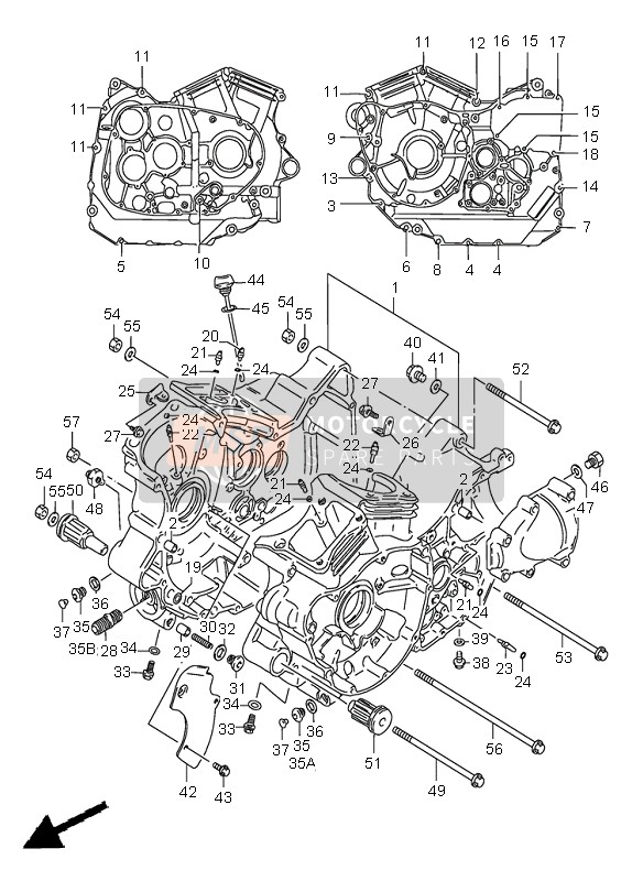 Suzuki VS1400 INTRUDER 2001 KURBELGEHÄUSE für ein 2001 Suzuki VS1400 INTRUDER