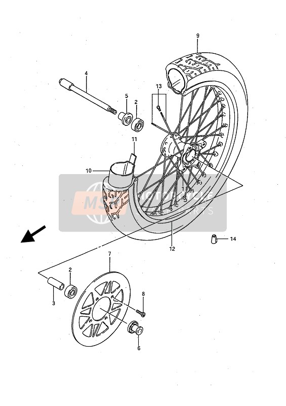 Suzuki LS650P SAVAGE 1994 Ruota anteriore per un 1994 Suzuki LS650P SAVAGE