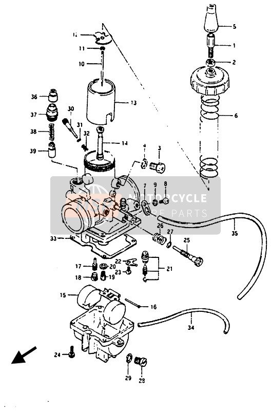 Suzuki RG125(C)(UC) GAMMA 1987 Carburateur voor een 1987 Suzuki RG125(C)(UC) GAMMA