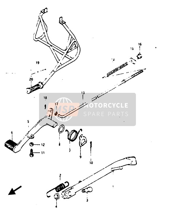 Suzuki RG125(C)(UC) GAMMA 1987 Standaard & Achterrem voor een 1987 Suzuki RG125(C)(UC) GAMMA