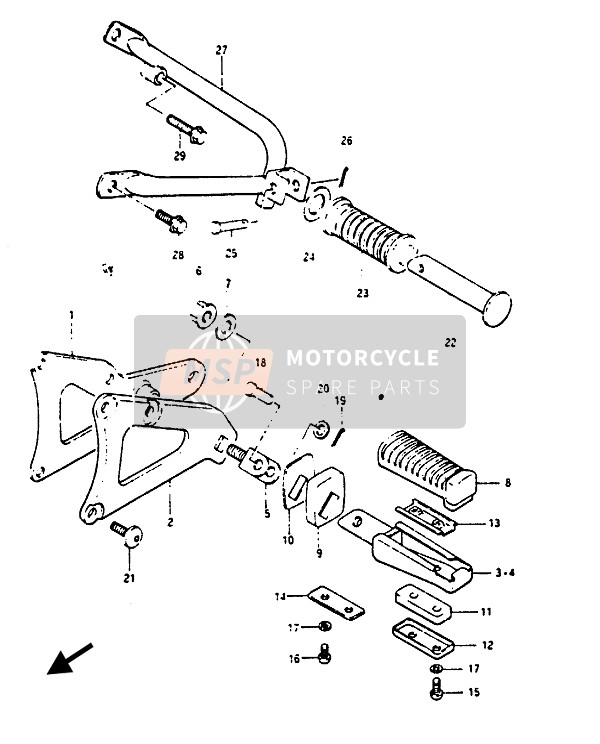 Suzuki RG125(C)(UC) GAMMA 1987 Poggiapiedi per un 1987 Suzuki RG125(C)(UC) GAMMA