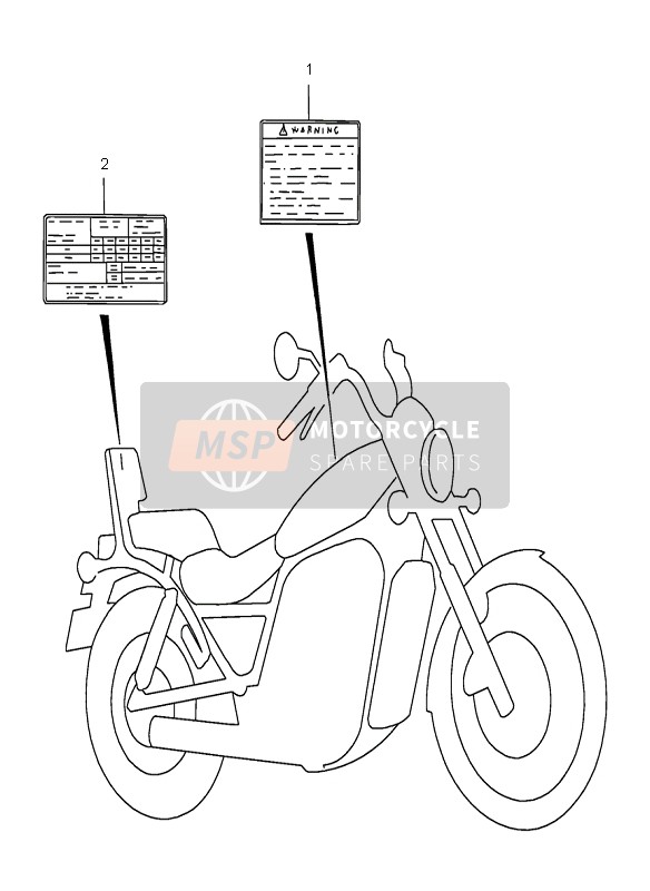 Suzuki VS1400 INTRUDER 2001 Etiqueta de precaución para un 2001 Suzuki VS1400 INTRUDER