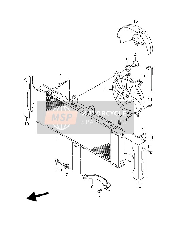 Suzuki GSF1250(N)(S)(NA)(SA) BANDIT 2007 Radiator for a 2007 Suzuki GSF1250(N)(S)(NA)(SA) BANDIT