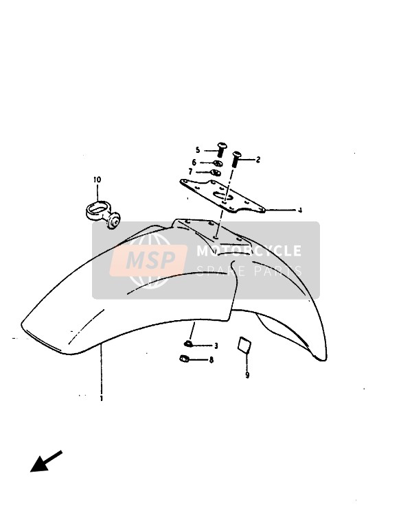 Suzuki RG125(C)(UC) GAMMA 1987 Guardabarros delantero para un 1987 Suzuki RG125(C)(UC) GAMMA