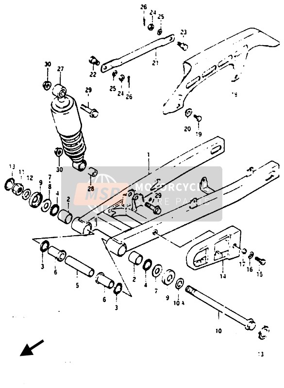 Suzuki RG125(C)(UC) GAMMA 1987 Bras oscillant arrière pour un 1987 Suzuki RG125(C)(UC) GAMMA