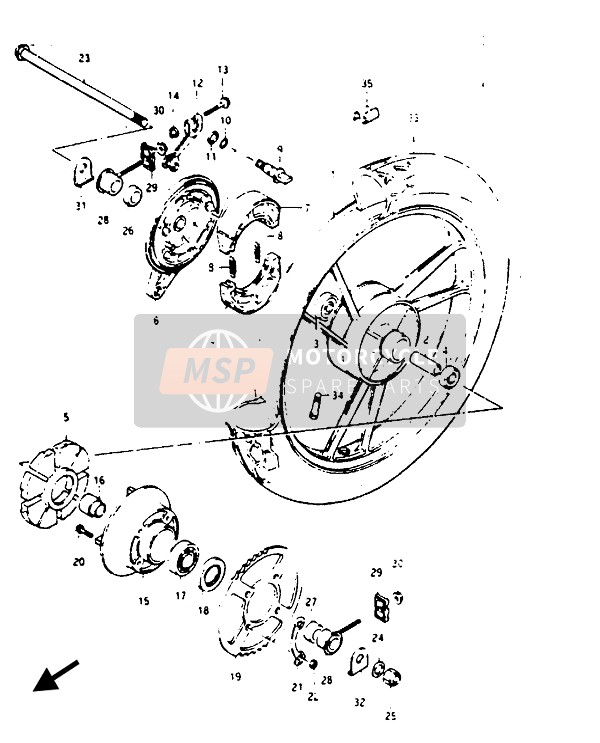 Suzuki RG125(C)(UC) GAMMA 1987 Ruota posteriore per un 1987 Suzuki RG125(C)(UC) GAMMA