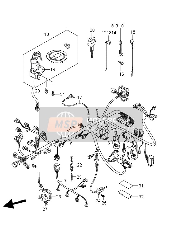 Suzuki GSF1250(N)(S)(NA)(SA) BANDIT 2007 Wiring Harness (GSF1250A) for a 2007 Suzuki GSF1250(N)(S)(NA)(SA) BANDIT