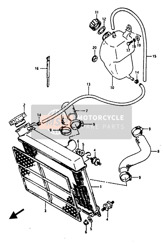 Suzuki RG125(A)(B)(U)(AU)(BU) GAMMA 1988 KÜHLER für ein 1988 Suzuki RG125(A)(B)(U)(AU)(BU) GAMMA