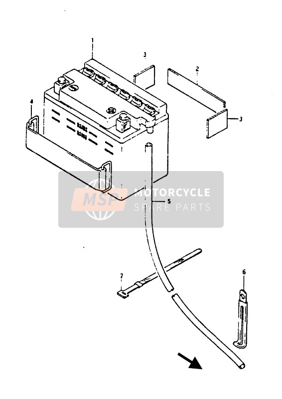 Suzuki RG125(A)(B)(U)(AU)(BU) GAMMA 1988 Batería para un 1988 Suzuki RG125(A)(B)(U)(AU)(BU) GAMMA