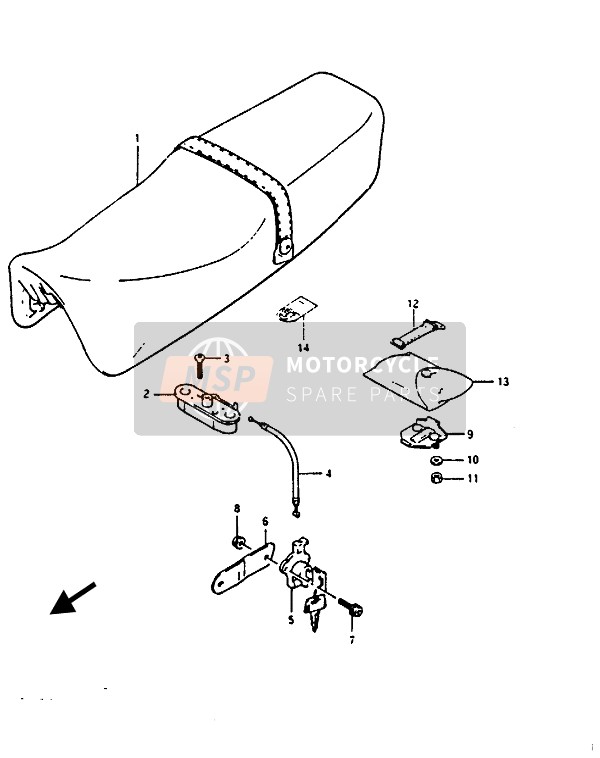 Suzuki RG125(A)(B)(U)(AU)(BU) GAMMA 1988 Siège pour un 1988 Suzuki RG125(A)(B)(U)(AU)(BU) GAMMA