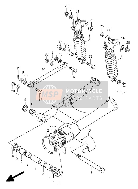 Suzuki VX800 1996 Bras oscillant arrière pour un 1996 Suzuki VX800