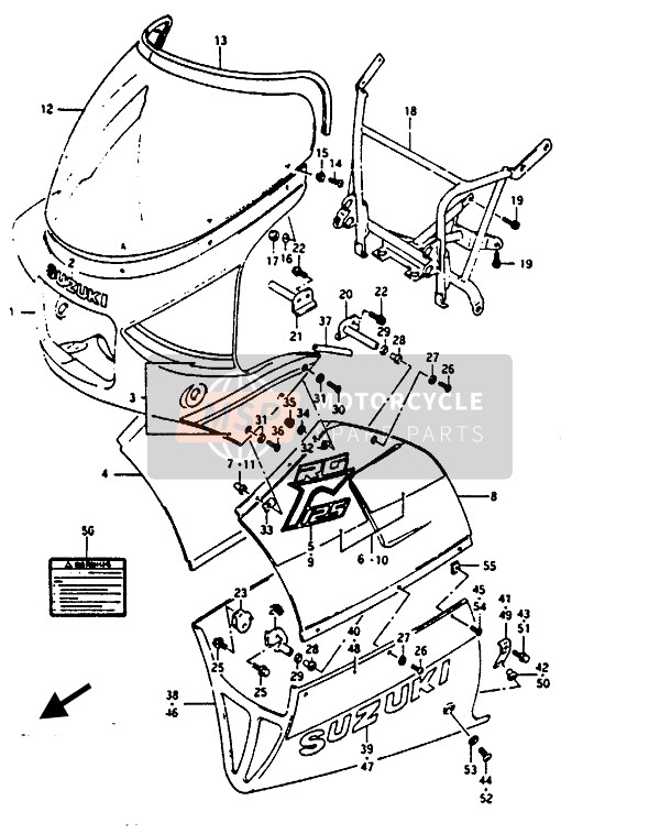 Suzuki RG125(A)(B)(U)(AU)(BU) GAMMA 1988 Cowling (2WB-3HZ) for a 1988 Suzuki RG125(A)(B)(U)(AU)(BU) GAMMA