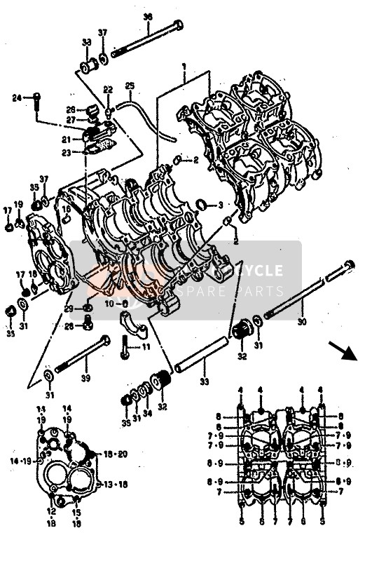 Suzuki RG500C GAMMA 1987 Caja Del Cigüeñal para un 1987 Suzuki RG500C GAMMA