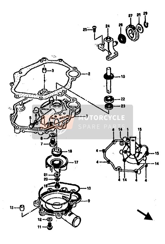 Suzuki RG500C GAMMA 1987 Oil Pan & Water Pump for a 1987 Suzuki RG500C GAMMA