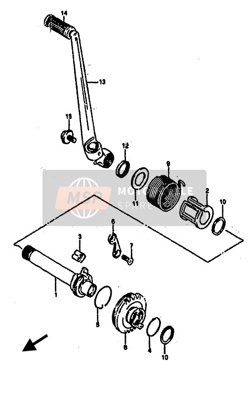 Suzuki RG500C GAMMA 1987 Kick Starter for a 1987 Suzuki RG500C GAMMA