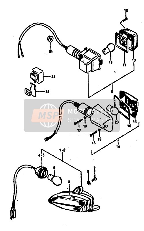 Suzuki RG500C GAMMA 1987 Turn Signal Lamp (E1-E4-E6-E24) for a 1987 Suzuki RG500C GAMMA