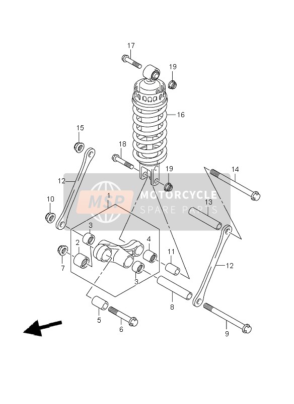 Suzuki GSF1250(N)(S)(NA)(SA) BANDIT 2007 Levier de coussin arrière pour un 2007 Suzuki GSF1250(N)(S)(NA)(SA) BANDIT