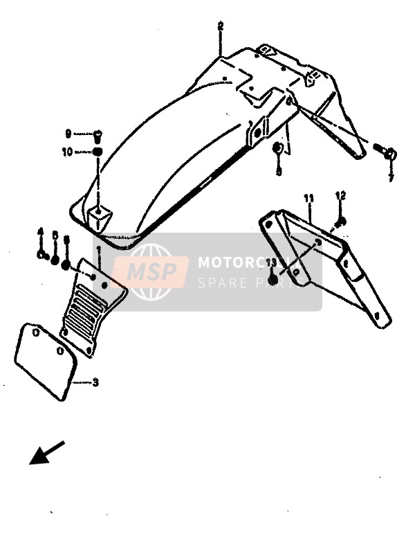 Suzuki RG500C GAMMA 1987 Rear Fender for a 1987 Suzuki RG500C GAMMA