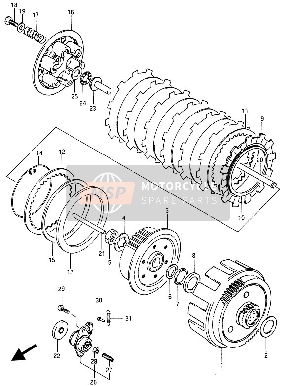 Suzuki RG250(C)(F)(FC) GAMMA 1987 Embrague para un 1987 Suzuki RG250(C)(F)(FC) GAMMA