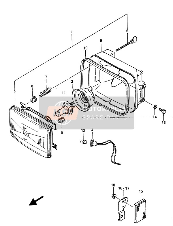 Suzuki RG250(C)(F)(FC) GAMMA 1987 Headlamp for a 1987 Suzuki RG250(C)(F)(FC) GAMMA