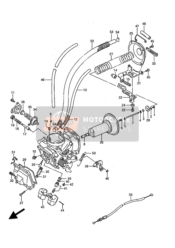 Suzuki VS1400GL(P)(F) INTRUDER 1988 Carburateur (De Face) pour un 1988 Suzuki VS1400GL(P)(F) INTRUDER