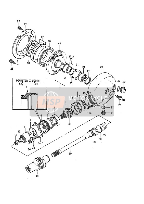 Suzuki VS1400GL(P)(F) INTRUDER 1988 Arbre de transmission & Engrenage d'entraînement final pour un 1988 Suzuki VS1400GL(P)(F) INTRUDER