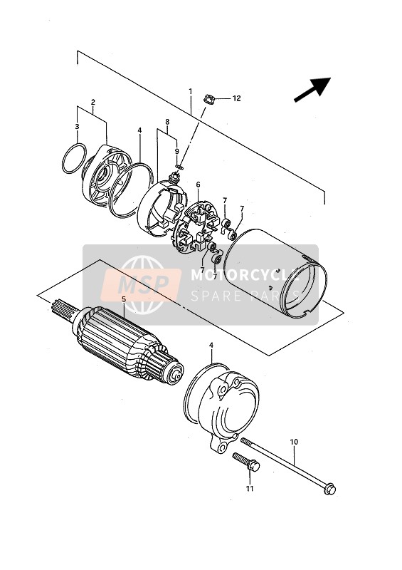 Suzuki VS1400GL(P)(F) INTRUDER 1988 Starting Motor for a 1988 Suzuki VS1400GL(P)(F) INTRUDER