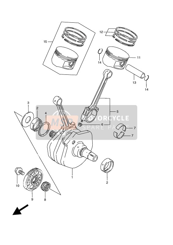 Suzuki VS1400GL(P) INTRUDER 1989 Crankshaft for a 1989 Suzuki VS1400GL(P) INTRUDER