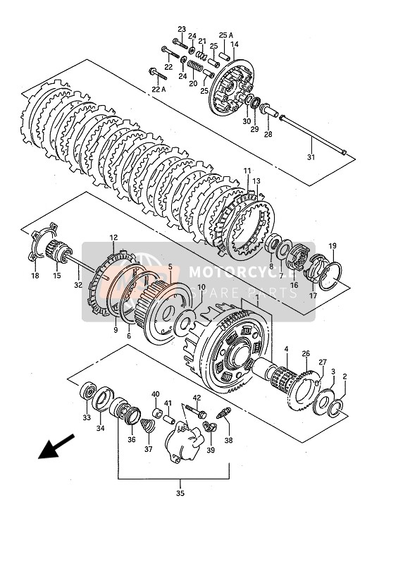 Suzuki VS1400GL(P) INTRUDER 1989 Embrayage pour un 1989 Suzuki VS1400GL(P) INTRUDER