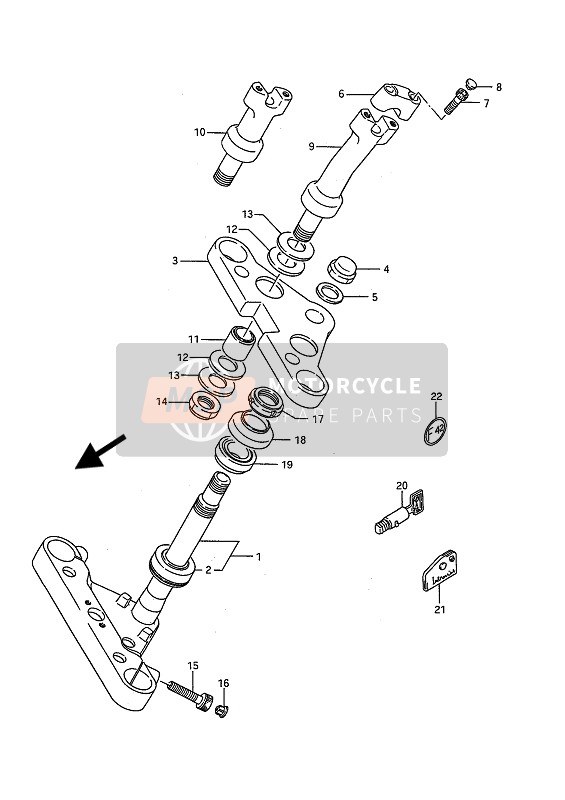 Suzuki VS1400GL(P) INTRUDER 1989 Tige de direction pour un 1989 Suzuki VS1400GL(P) INTRUDER