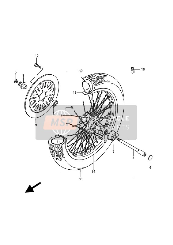 Suzuki VS1400GL(P)(F) INTRUDER 1990 Front Wheel for a 1990 Suzuki VS1400GL(P)(F) INTRUDER