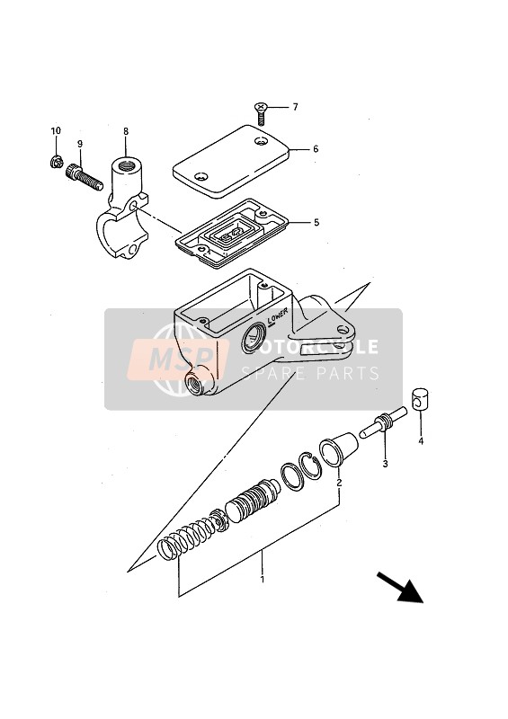 Suzuki VS1400GL(P)(F) INTRUDER 1990 Cylindre d'embrayage (VS1400GLP) pour un 1990 Suzuki VS1400GL(P)(F) INTRUDER