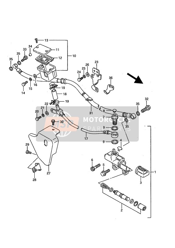 Suzuki VS1400GL(P)(F) INTRUDER 1990 Rear Master Cylinder for a 1990 Suzuki VS1400GL(P)(F) INTRUDER